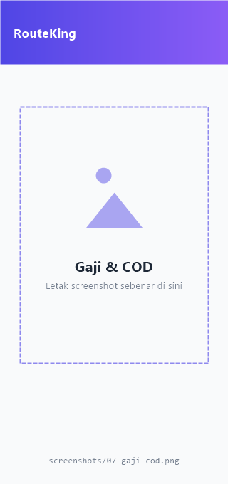 Dashboard gaji dan COD RouteKing